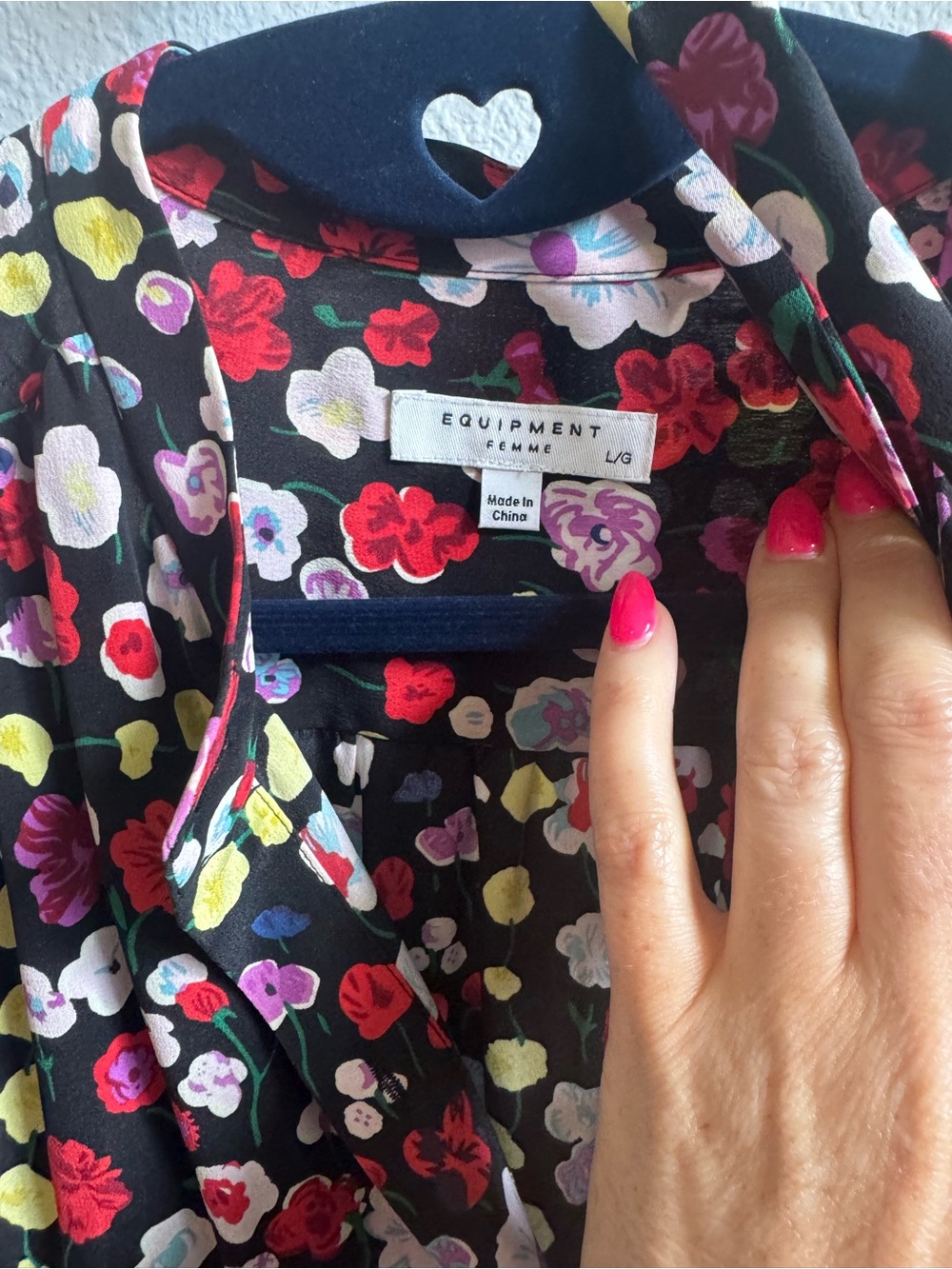 EUC Equipment Black Floral Midi Dress with Red, Yellow, Pink & White Flowers - Picture 7 of 9